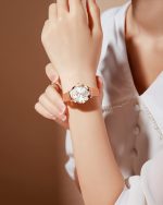 OLEVS Women's Rose Gold Watches Heart Diamond Japanese Quartz Movement Girls Ladies Wristwatch Big Face Waterproof Mesh Belt Watch and Bracelet Set Valentines Day Gifts - Image 5